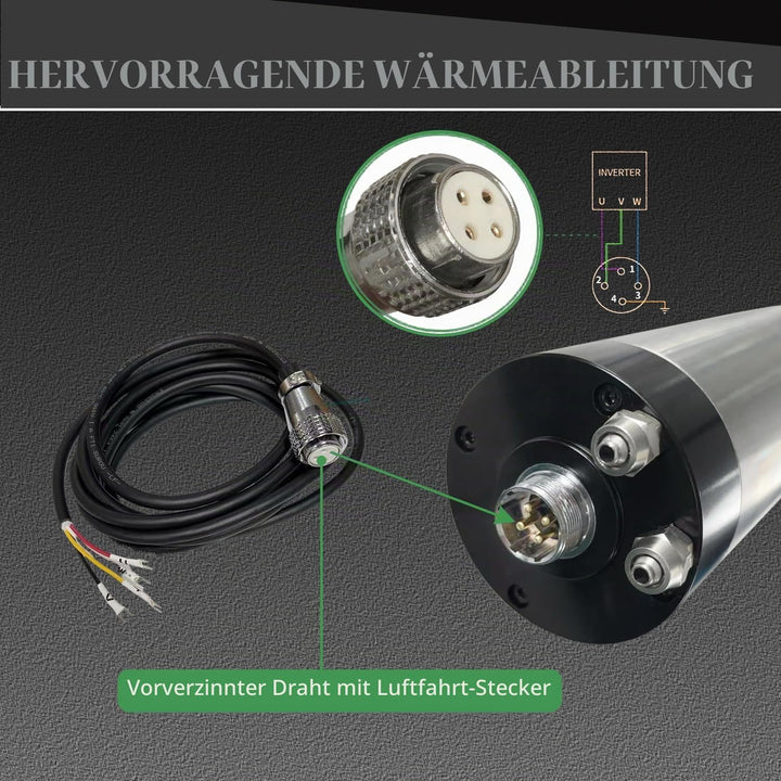 CNC-Spindelmotor-Kits, 220V 3KW 100mm wassergekühlter Spindelmotor CNC-Motor +220V 3.7KW VFD+Clamp M