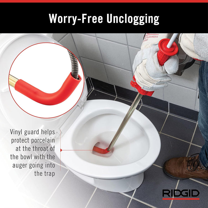 RIDGID 59787 Modell K-3 WC-Reinigungsspirale, 1 m lange WC-Sspirale mit Ovalbohrer zur Reinigung blo