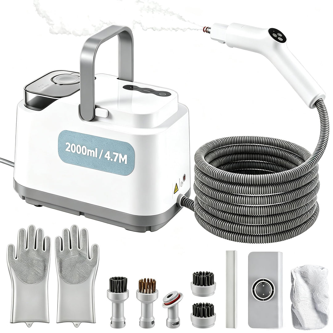 1500W Dampfreiniger Handgerät, Steam Cleaner, 10S Aufheizzeit, 2L Tank, 4.7M Kabel, 4Bar Druck, Damp