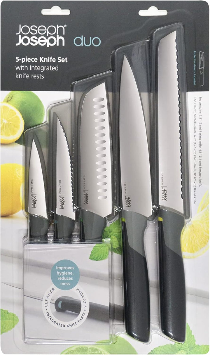 Joseph Joseph Duo 5 Stück Elevate Küchenmesser Set, Japanische Edelstahlklingen, beinhaltet Gemüseme