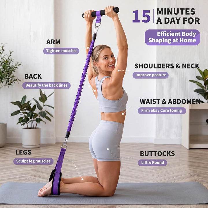 Pedal Widerstandsband mit Griff, 4 Verstellbar Foot Pedal Resistance Bands 30-120lbs Bauchtrainer fü