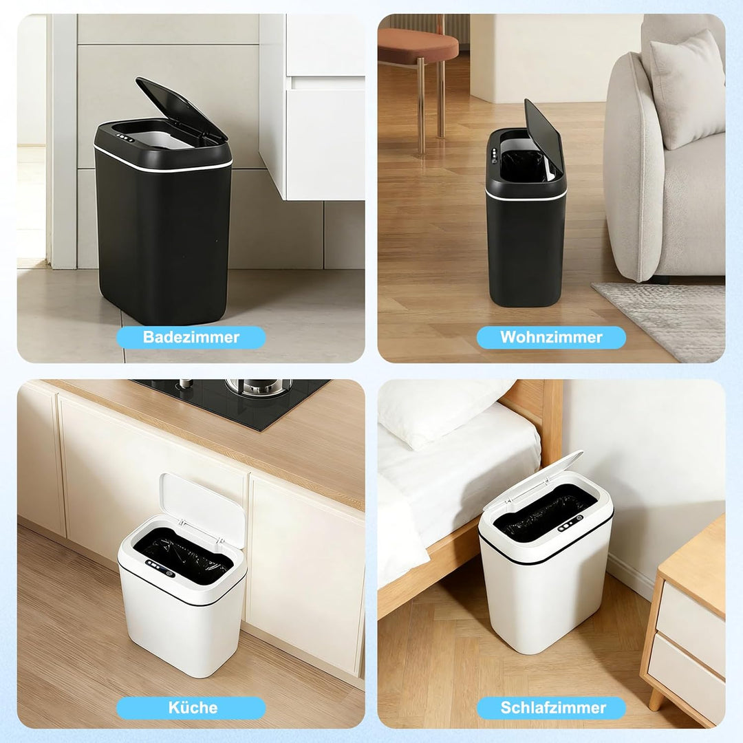 Elektrischer Mülleimer 2er-Set,15L Mülleimer mit Sensor mülleimer, schlankes schmales Design, leise