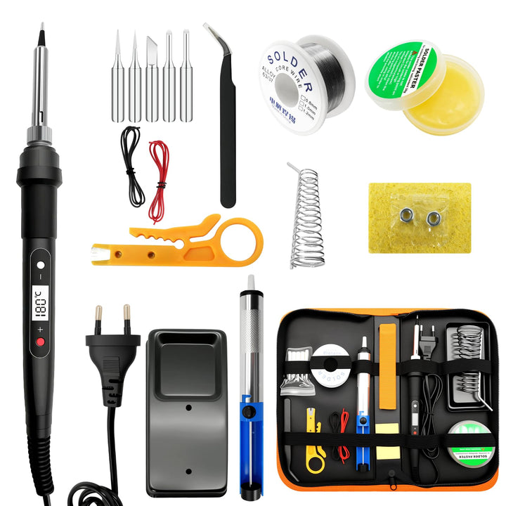 Löt-Set 100 W, 16-in-1-Löt-Set, enthält 50 g Lötzinn, 5 Lötspitzen, Entlötpumpe, Lötständer, Zange.