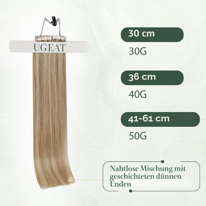 Ugeat Haarverlängerung Echthaar Tape in Extensions Echthaar Blond Remy Echthaar Extensions Tape Gold