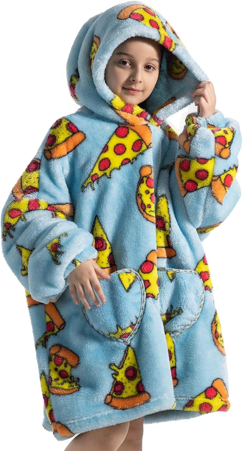 Ruiuzioong Kinder Übergrosse Kapuzenpullover,Super Weich Warmes Bequeme Tragbare Decken Sweatshirt f