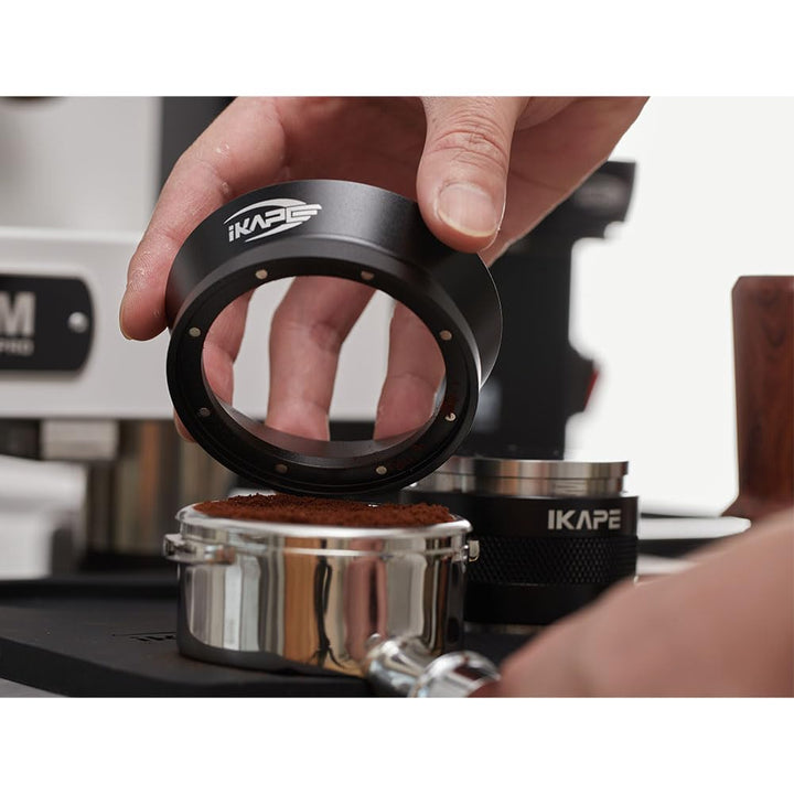 IKAPE 58mm Espresso-Dosiertrichter, Magnetischer Dosiertrichter mit 8 Magneten, Kaffeedosierring Kom