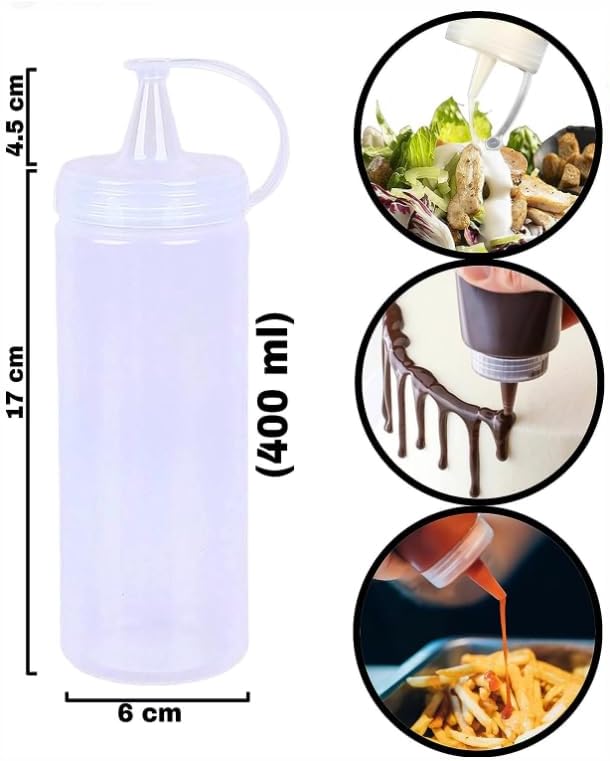 Quetschen Sauce Flasche mit Kappe klar 400mlPlastik Spenderinnen Spritzen Flaschen BPA frei Perfekt