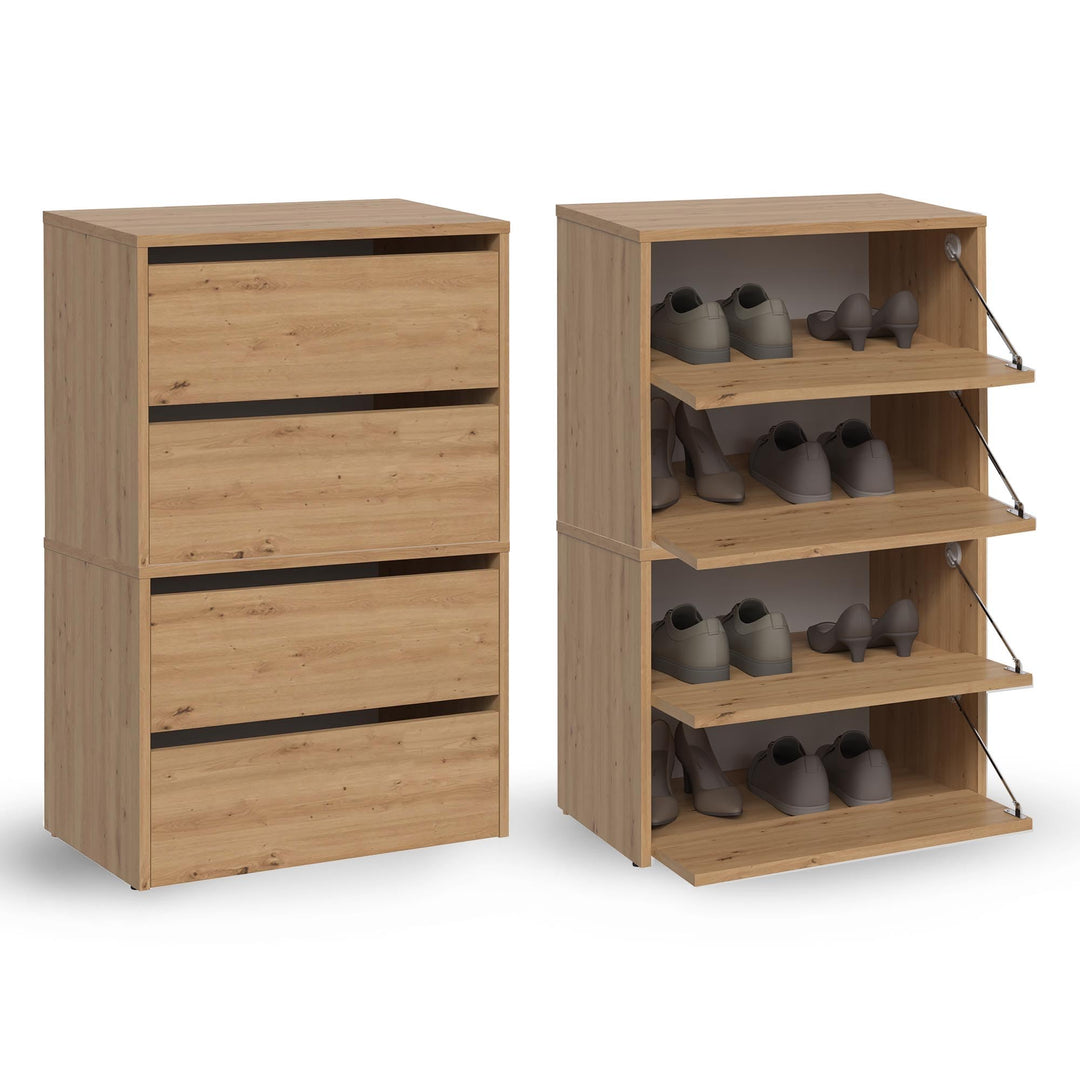 CDF Schuhschrank Modo X2 | Farbe: Eiche Artisan | Ideal für Vorzimmer, Flur, Büro | Schuhaufbewahrun