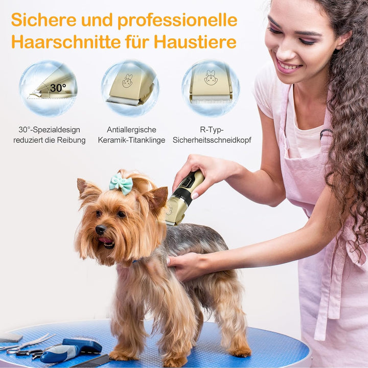 Leise Hundeschermaschine, Profi IPX7 Tierhaarschneidemaschine, Schermaschine Hund, Schnurlosen Haars