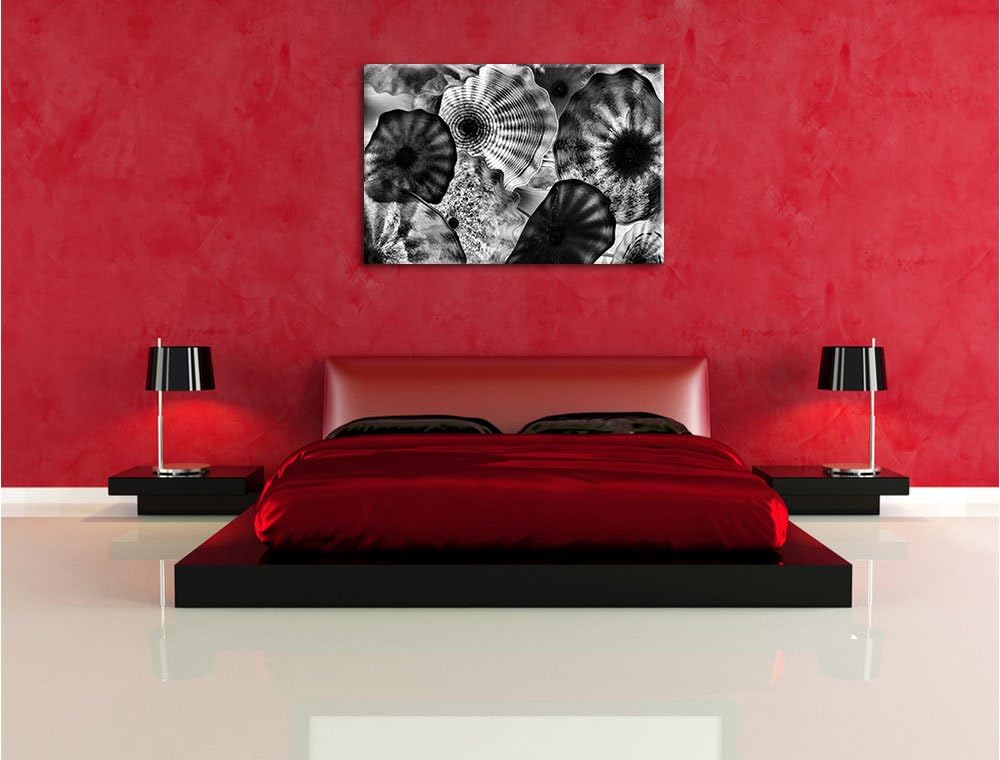 Monocrome, bunte Quallen, Format: 100x70 auf Leinwand, XXL riesige Bilder fertig gerahmt mit Keilrah