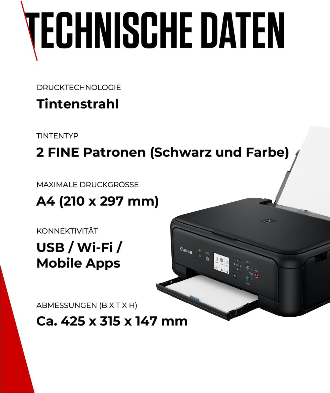 Canon PIXMA TS5150 Drucker Farbtintenstrahl Multifunktionsgerät DIN A4 (Scanner, Kopierer, Farbdispl