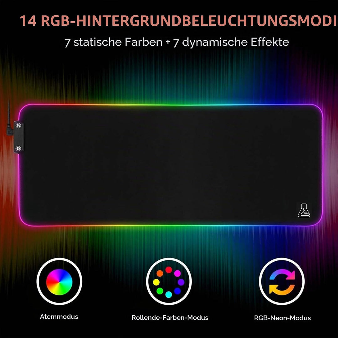 THE G-LAB Pad Rubidum – Gaming-Mauspad RGB – Gaming-Mauspad XXL – LED-Hintergrundbeleuchtung – Feuch