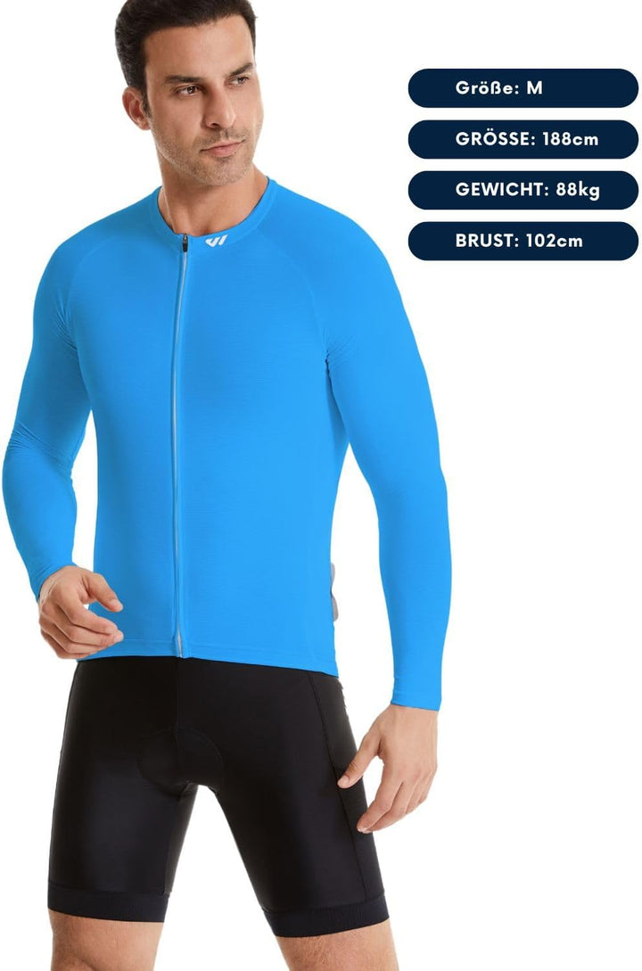 Wulibike Radtrikot Herren Langarm - Rennrad Trikot Reissverschluss mit Taschen, Frühling Herbst Atmu