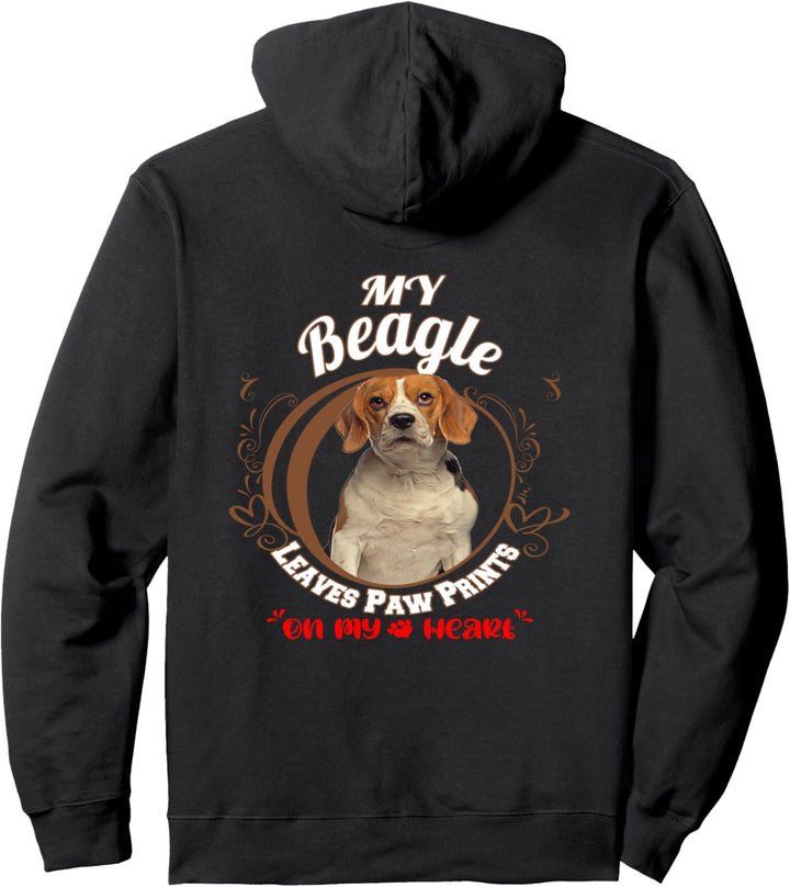 Beagle-Hundebesitzer Paw Prints On My Heart Pullover Hoodie