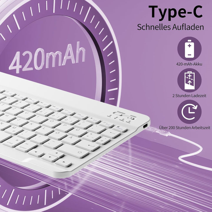 Hülle mit Tastatur für iPad A16 11 Generation 2025/10 Generation 2022(11/10.9 Zoll), Soft TPU Rücksc