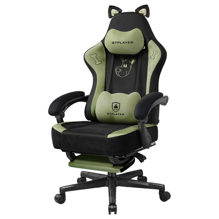 GTPLAYER Niedlicher Gaming Stuhl mit Samtstoff, Gaming Chair, ergonomischer Bürostuhl Gamer Stuhl mi
