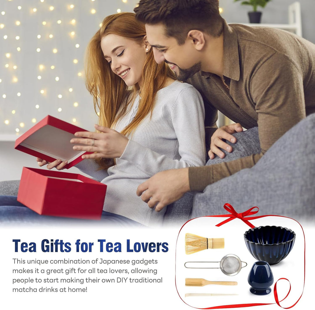 Matcha Set,Matcha-Schneebesen-Set (6-teilig),Matcha Tea Set,Keramik Matcha Kit Enthält Matcha-Schale