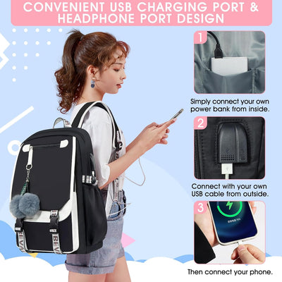 Bevalsa Schulrucksack Mädchen Teenager Damen Schulranzen Schultasche Modisch Freizeit Rucksack Campu