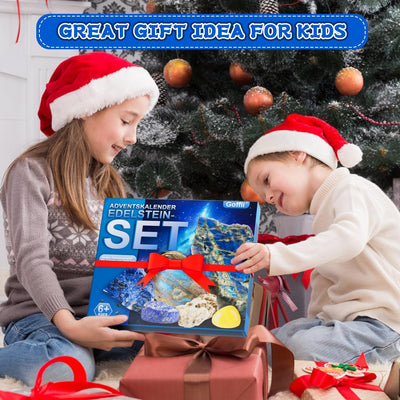 Adventskalender 2024 für Kinder, Excavation Set for Children, Natural Gemstones and Crystals, Minera