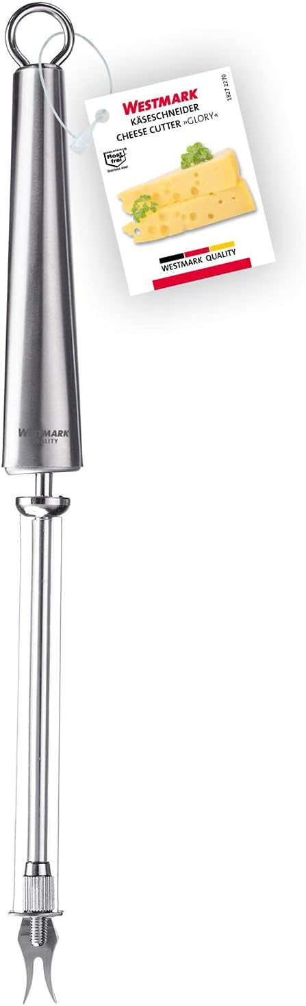 Westmark Käseschneider mit 2 Schneide-Drähten und Gabelkopf, Länge: 28 cm, Rostfreier Edelstahl, Glo