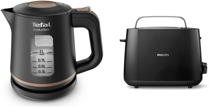 Tefal KI5338 Includeo Wasserkocher | 1L | Anti-Rutsch-Griff | Wasserstandsanzeige | 360°Drehsockel |