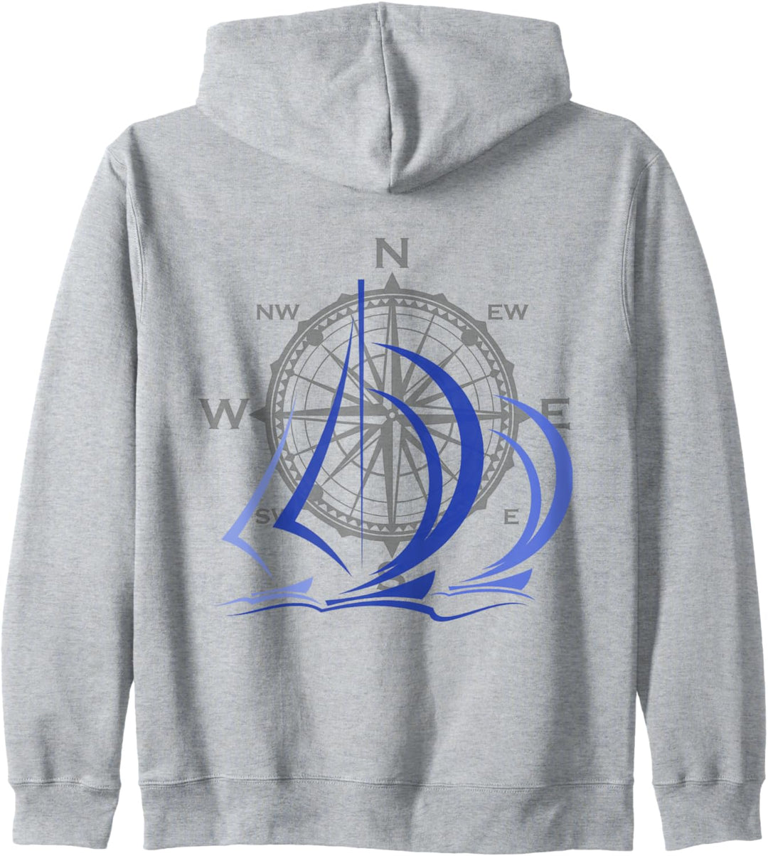 Kapitän Segler Shirt für Wassersportler Segel Windrose Kapuzenjacke