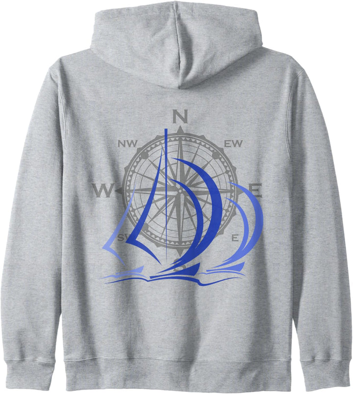 Kapitän Segler Shirt für Wassersportler Segel Windrose Kapuzenjacke
