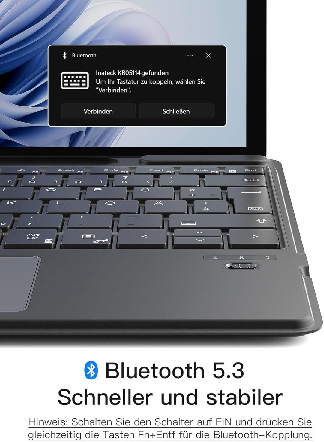 Inateck Surface Pro 11 Tastatur,Kompatibel mit Surface Pro 11/10/9/8/X, KI-Funktion,Tastatur mit Tou