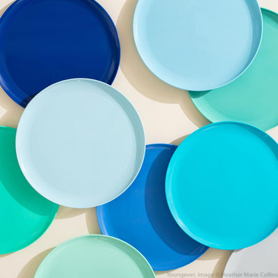 Youngever 9 Stück 25CM Grosse Kunststoff Teller, Mehrweg Plastik Teller Set, Party Geschirr, Mikrowe