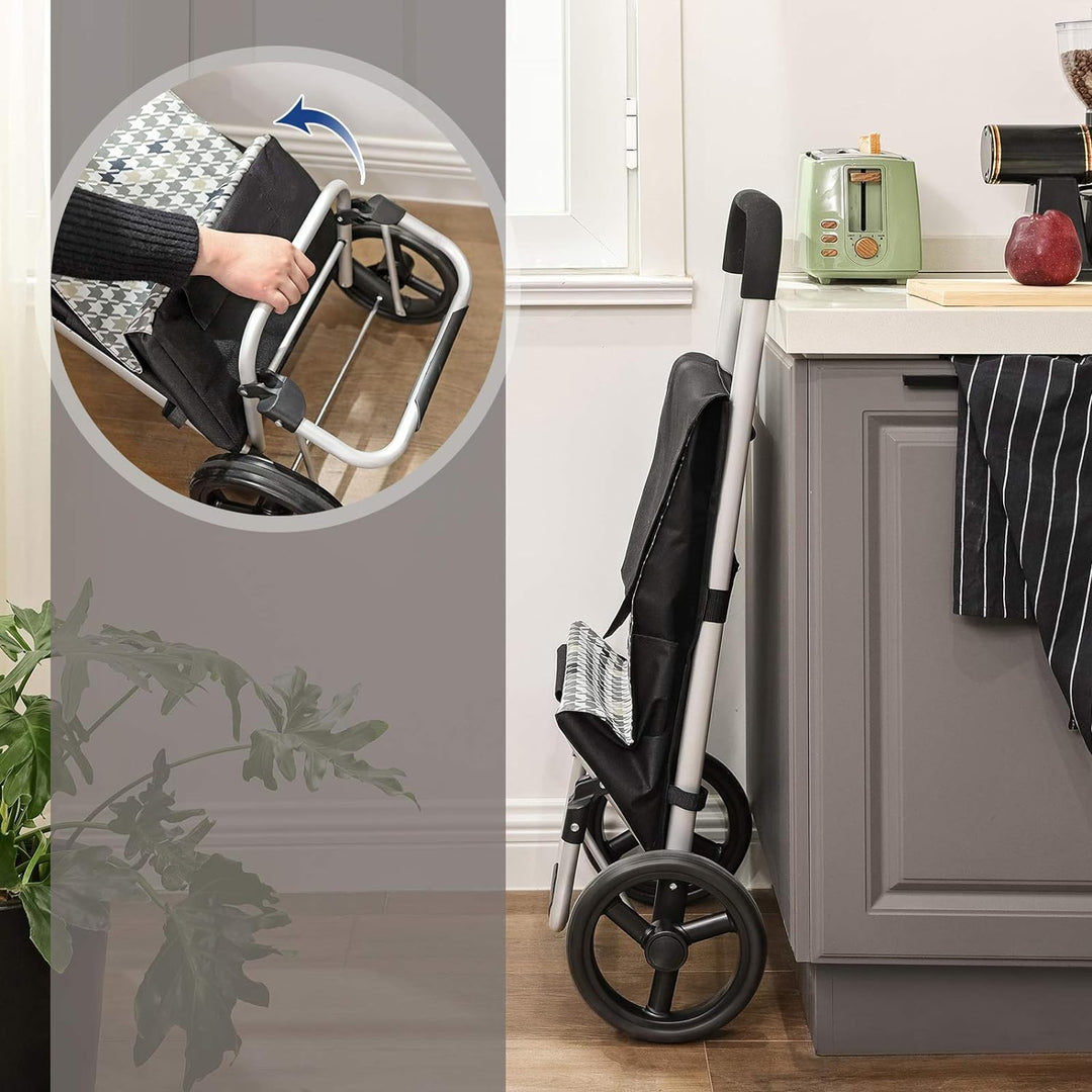 SONGMICS Einkaufstrolley, Einkaufswagen, mit Rädern, Fassungsvermögen 40 L, mit Taschen, leisen Räde