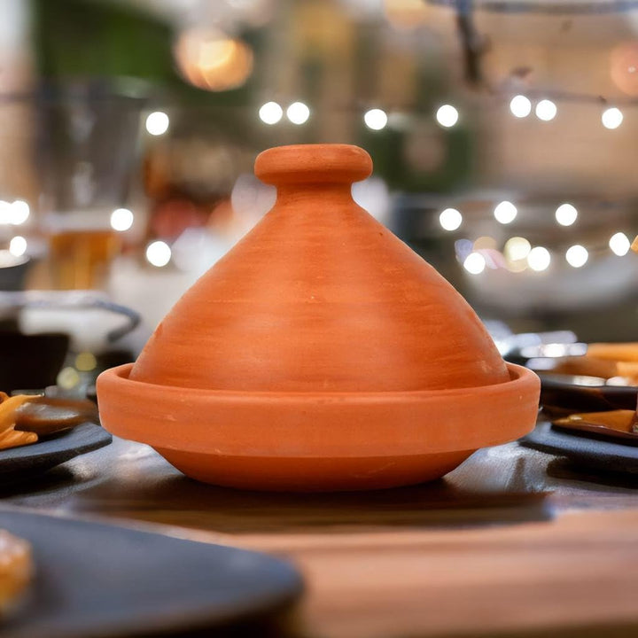 Tajine, original aus Marokko, für 1-2 Person, Ø 26 cm, Handmade, handgetöpfert aus Marrakesch, frei