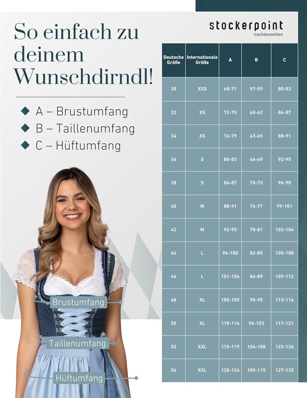 Stockerpoint Damen Dirndl Harper Kleid für besondere Anlässe 38 Blau, 38 Blau