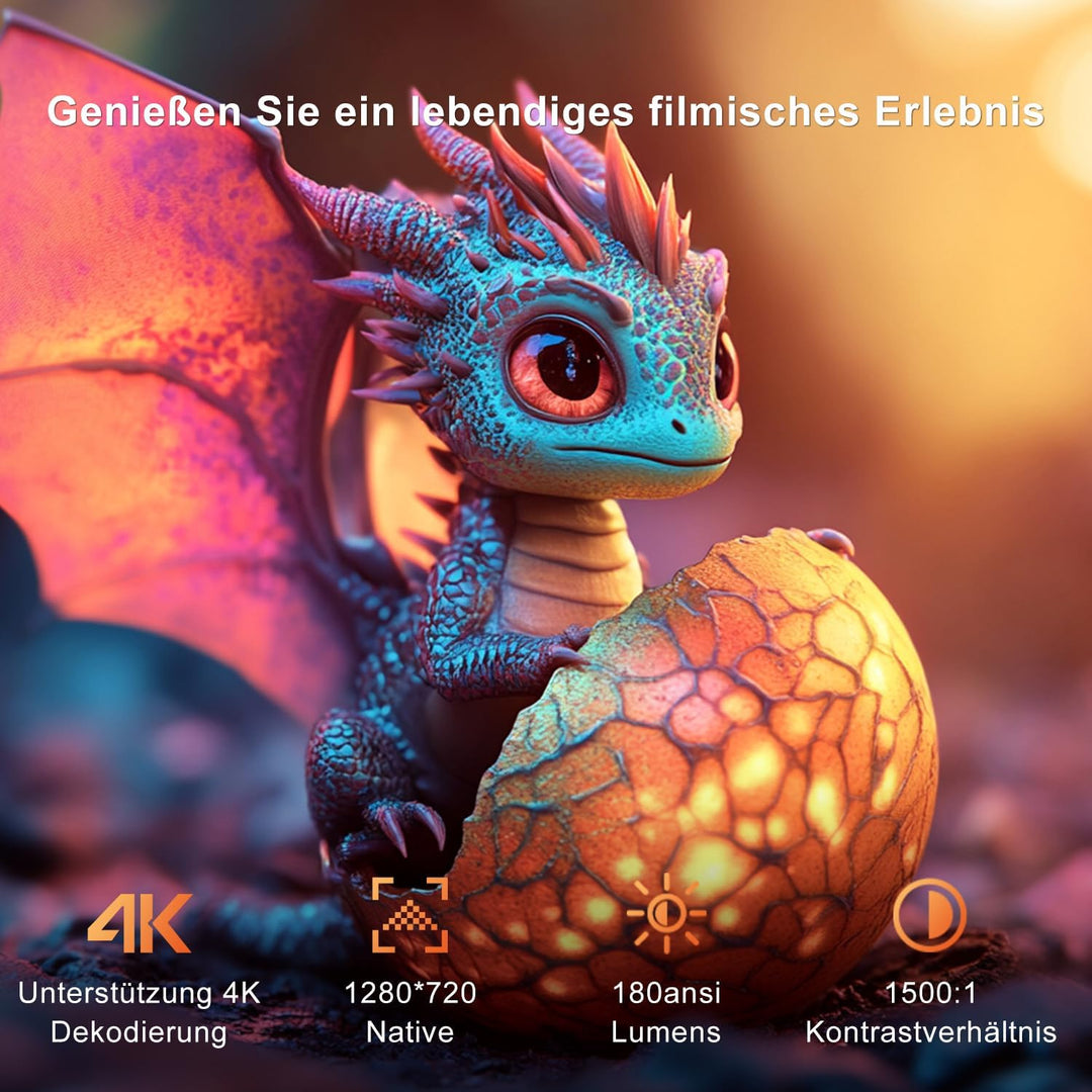 ZDSSY Mini Beamer Projektor 4K, 1080P Projektor Portable Projector mit WiFi 6 & Bluetooth 5.4,Tragba