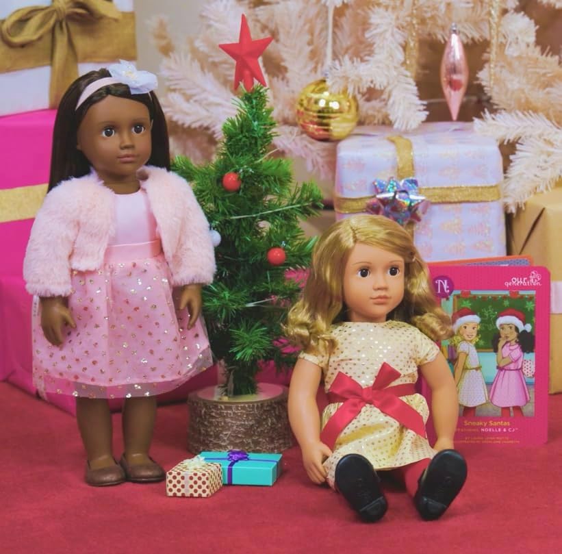Our Generation Weihnachtsbaum Puppenzubehör – Puppenhaus Zubehör Weihnachten mit funktionierender Li