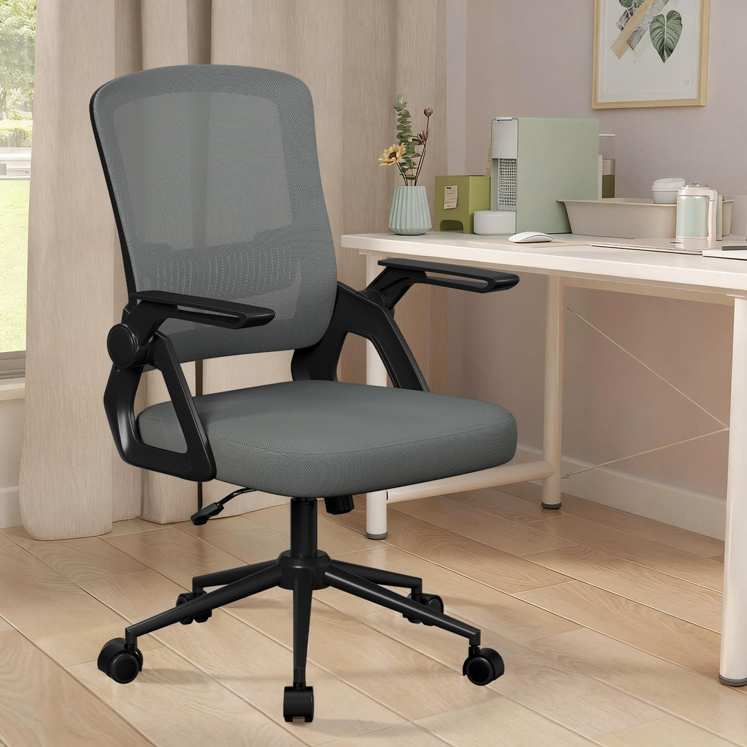 naspaluro Bürostuhl mit Hochklappbare Armlehnen, Schreibtischstuhl Ergonomisch, Drehstuhl mit Netzbe