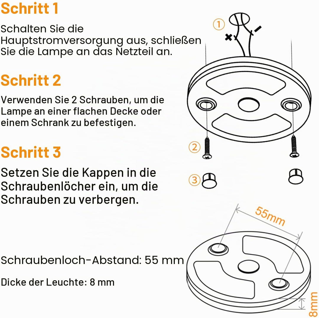 Obeaming 4 x 12V LED Deckenleuchte Wohnmobil Flach Dimmbar Panel Rund Leuchte 75mm 235LM mit Touch S