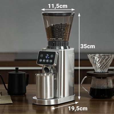 AMZCHEF Kaffeemühle Elektrisch mit Abnehmbarem Halter für Siebträger und Behälter | Kaffeemühle Sieb