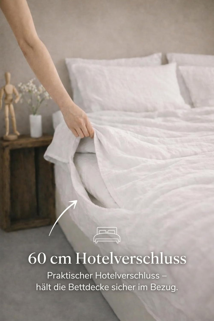 Kissenbezug 100% Leinen Stonewashed – Natur Kopfkissenhülle, Weich, Atmungsaktiv & Langlebig Off Whi
