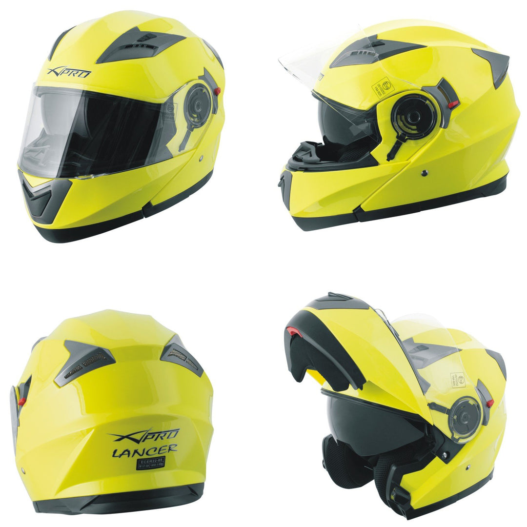 A-Pro Helm Klapphelm Innensonnenblende Motorradhelm Modular Gelb Fluo M
