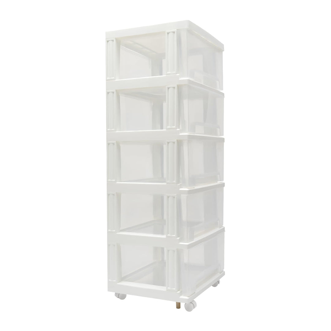 Schubladenturm 5 Schubladen, Schubladenschrank PP Kunststoff Mit Rädern, Schubladenregal Rollcontain