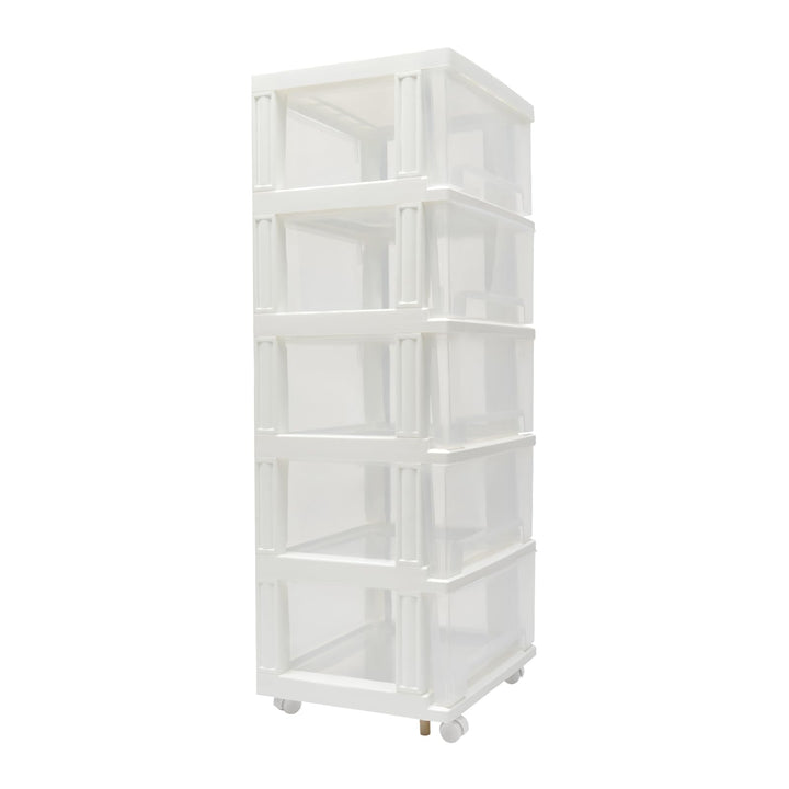 Schubladenturm 5 Schubladen, Schubladenschrank PP Kunststoff Mit Rädern, Schubladenregal Rollcontain