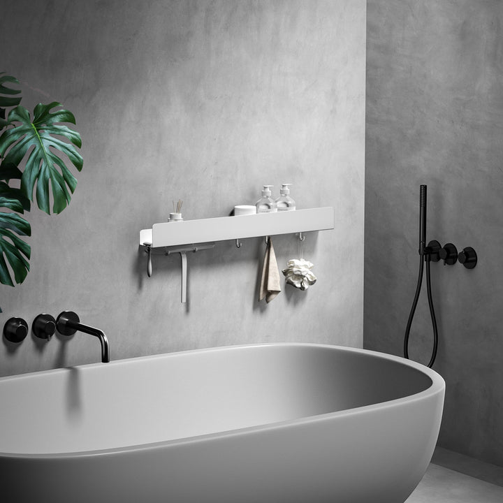 REKITA Duschablage ohne Bohren, Badezimmer Organizer 60 cm, Duschablage Edelstahl mit 5 Abnehmbaren
