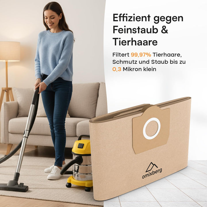 Staubsaugerbeutel für Kärcher 6.959-130.0 10 Stück WD3 Staubsaugertüten für Kärcher Nass Trockensaug