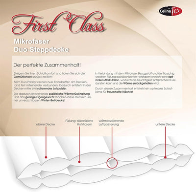 CelinaTex First Class Duo Bettdecke 155 x 220 cm Winter Steppdecke warm Qualitäts Decke Herbst atmun