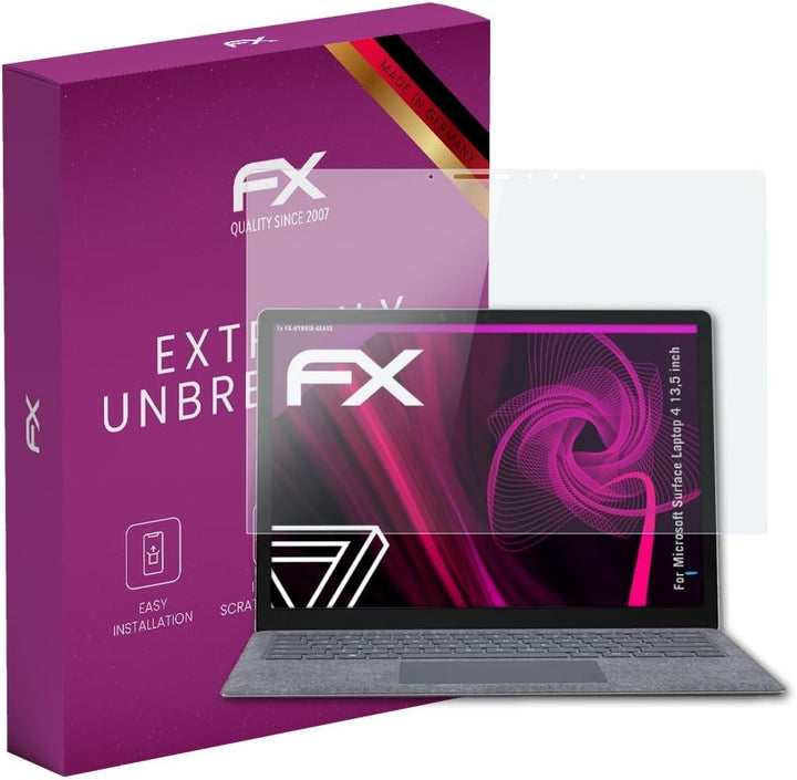 atFoliX Glasfolie kompatibel mit Microsoft Surface Laptop 4 13,5 inch Panzerfolie, 9H Hybrid-Glass F