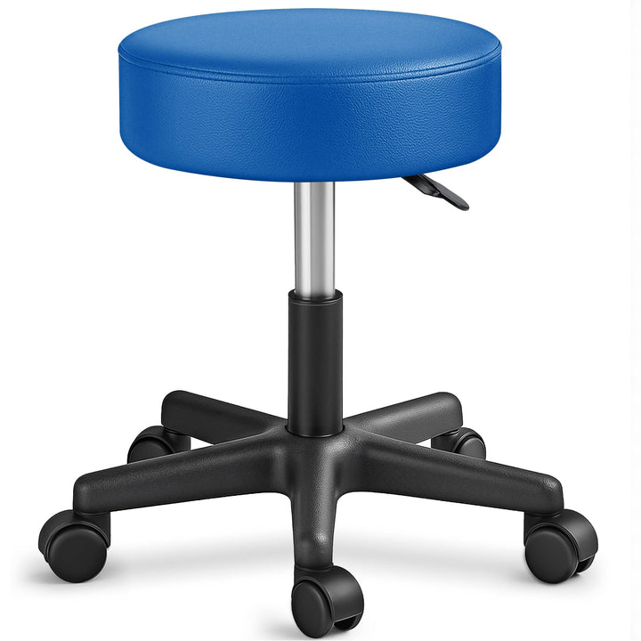 TRESKO® Rollhocker mit Lehne höhenverstellbar 10cm Dicke Polsterung Drehbar | Hocker 46-58cm | Arbei