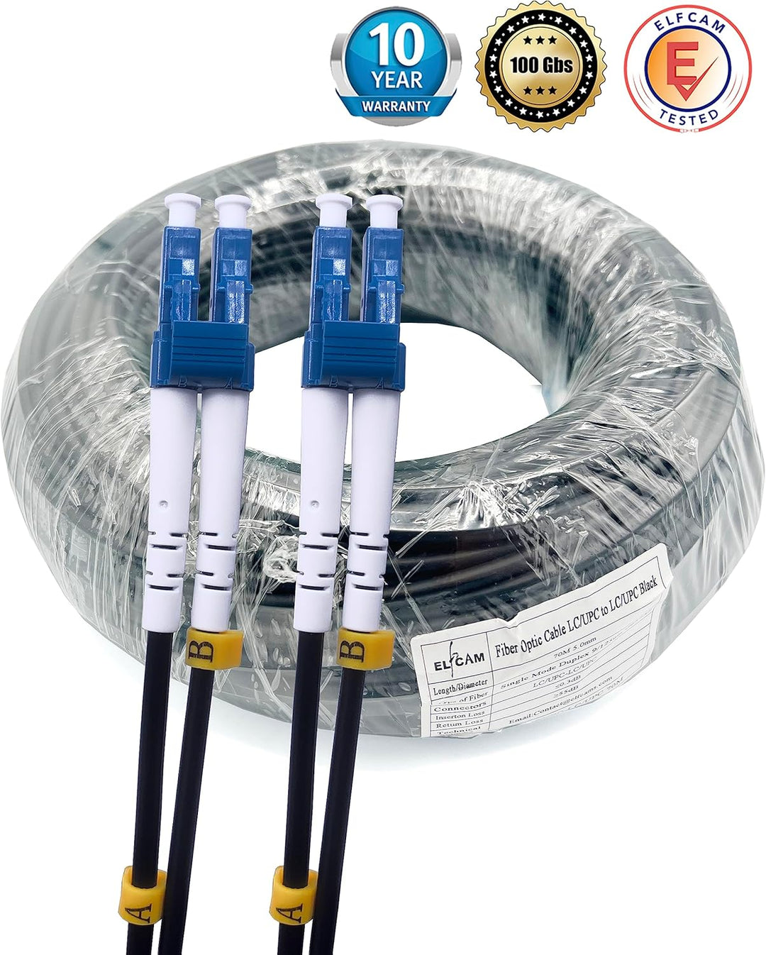 Elfcam® - 300m Glasfaserkabel LC/UPC zu LC/UPC OS2 Duplex Monomode 9/125μm für Aussen- und Innenbere