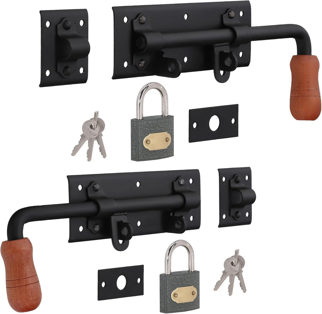 KOTARBAU® Torriegel 280mm Rechts Links Set 2St. mit Vorhängeschloss Türriegel Bolzenriegel Schlossri