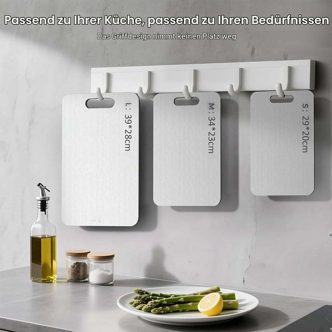 3 Stück Verdickt Titan Schneidebrett, S316 Edelstahl Titanium Cutting Board, Doppelseitiges Lebensmi