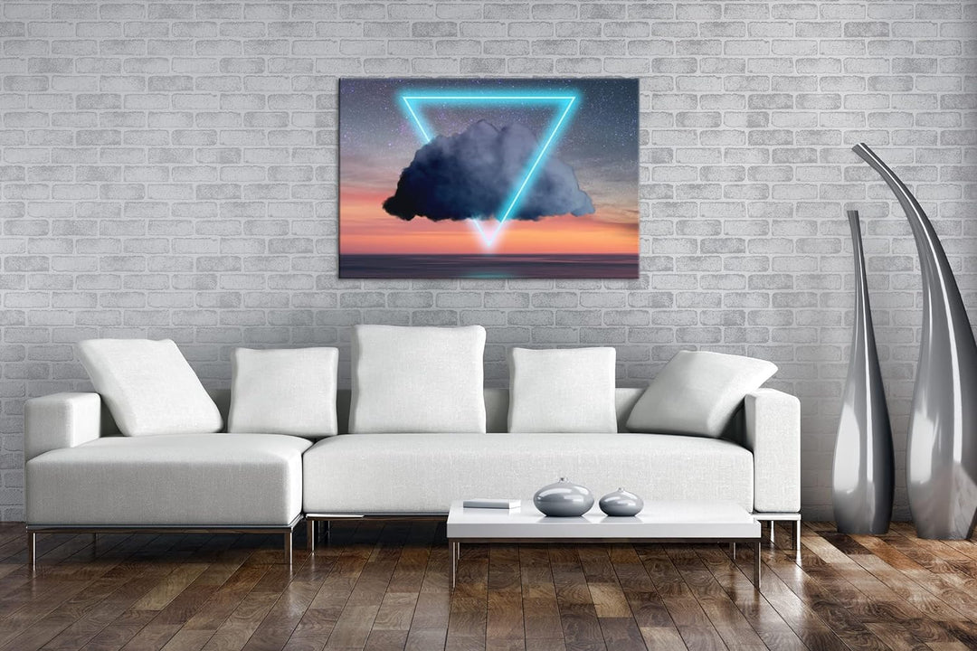 deyoli Dreieck Wolken Logo Format: 80x60 als Leinwandbild, Motiv fertig gerahmt auf Echtholzrahmen,